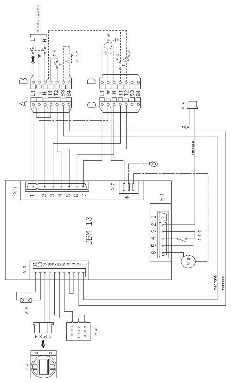 Stikalni načrt z DBM 13 krmilnikom in priključki