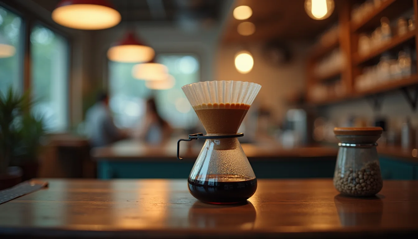 Pour-over coffee setup on digital scale