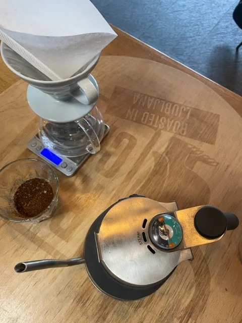 V60 brew kit and kettle